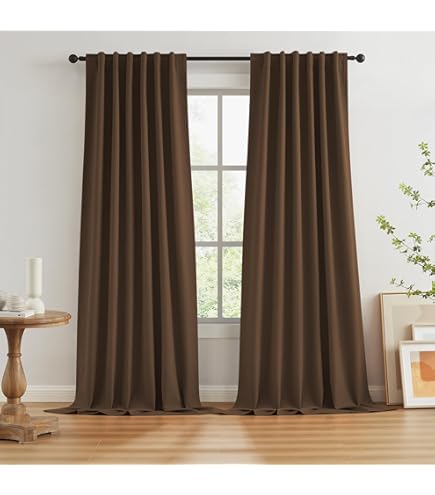 Amazon.com: Cocoa Brown 100% Blackout Linen Curtains 120 Inches